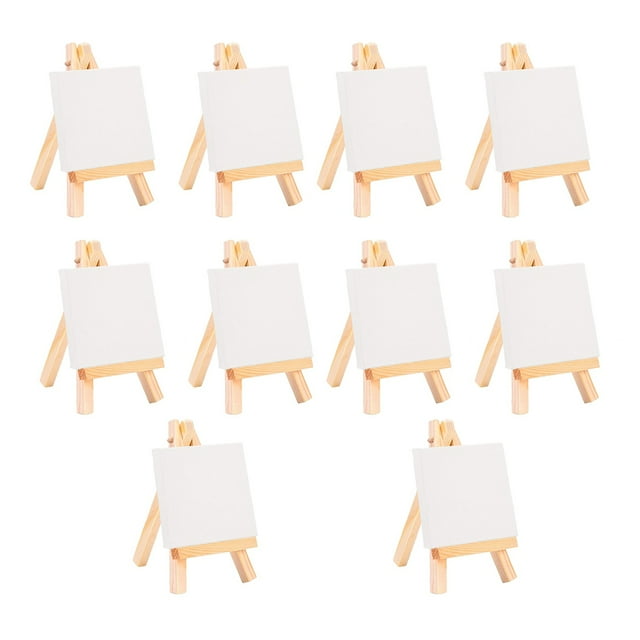 12Pcs Artists Mini Easel +3 Inch X3 Inch Mini Canvas Set Painting Kids Craft Diy Drawing Small Table Easel for School