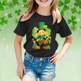 thumbnail image 2 of Yigsgc St. Patrick's Day T-Shirts for Kids,Girls Boys Leprechaun Shamrock Print Top Short Sleeve T-shirt Tee,Color Black,Size 3-4 Years, 2 of 4
