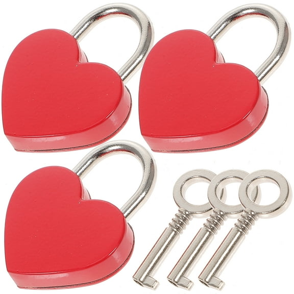 3 Sets Mini Lock Locker Approved Rings Chain Red