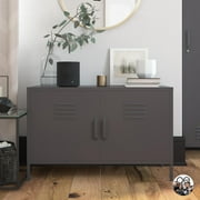 Queer Eye Bradford 2 Door Metal Locker Accent Cabinet, Graphite Gray