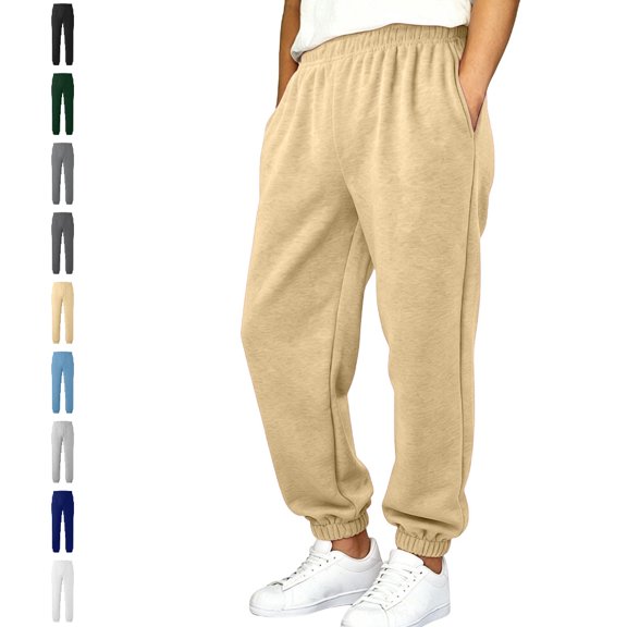 UJNDER Boys Casual Jogger Elastic Waist Pull On Soft Blend Activewear for Kids Boys Athletic Pants,Khaki,15-16 Years