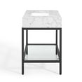thumbnail image 3 of Sink Vanity Cabinet, King, White Black, Stainless Metal, Hotel Bedroom Bathroom, Modern Contemporary HB33295, 3 of 10