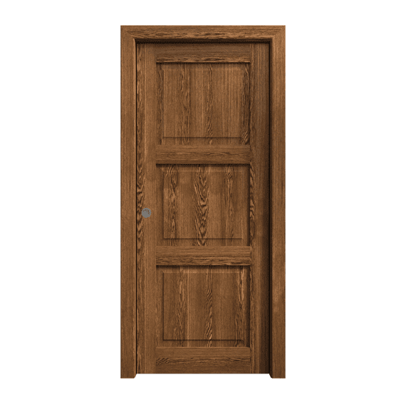 Sliding Pocket Door 18 x 84 inches | Ego 5010 Cognac Oak | Kit Rail Hardware | Solid Wood Interior Bedroom Modern Doors