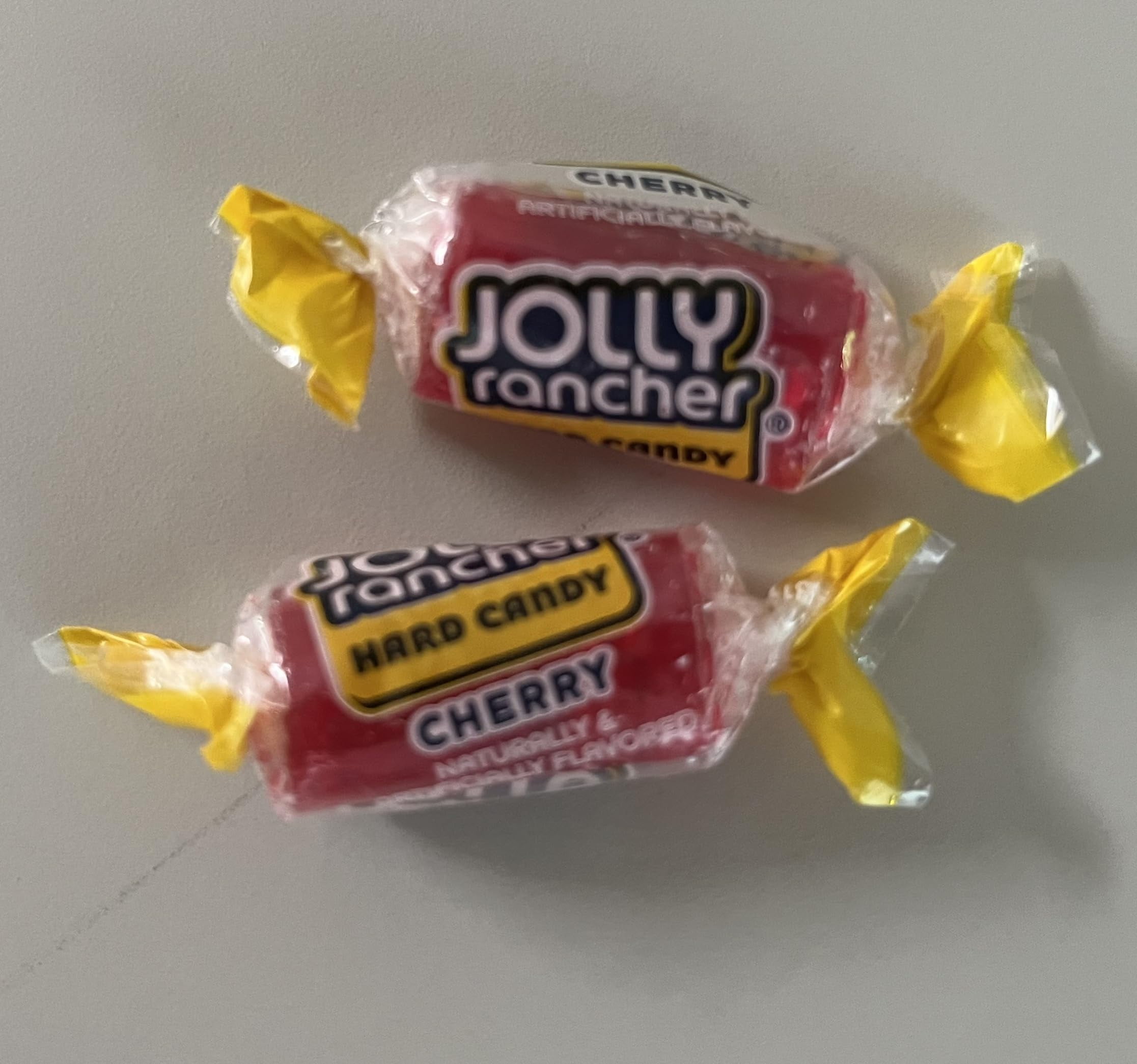 Individually wrapped Cherry Jolly Rancher hard candy
