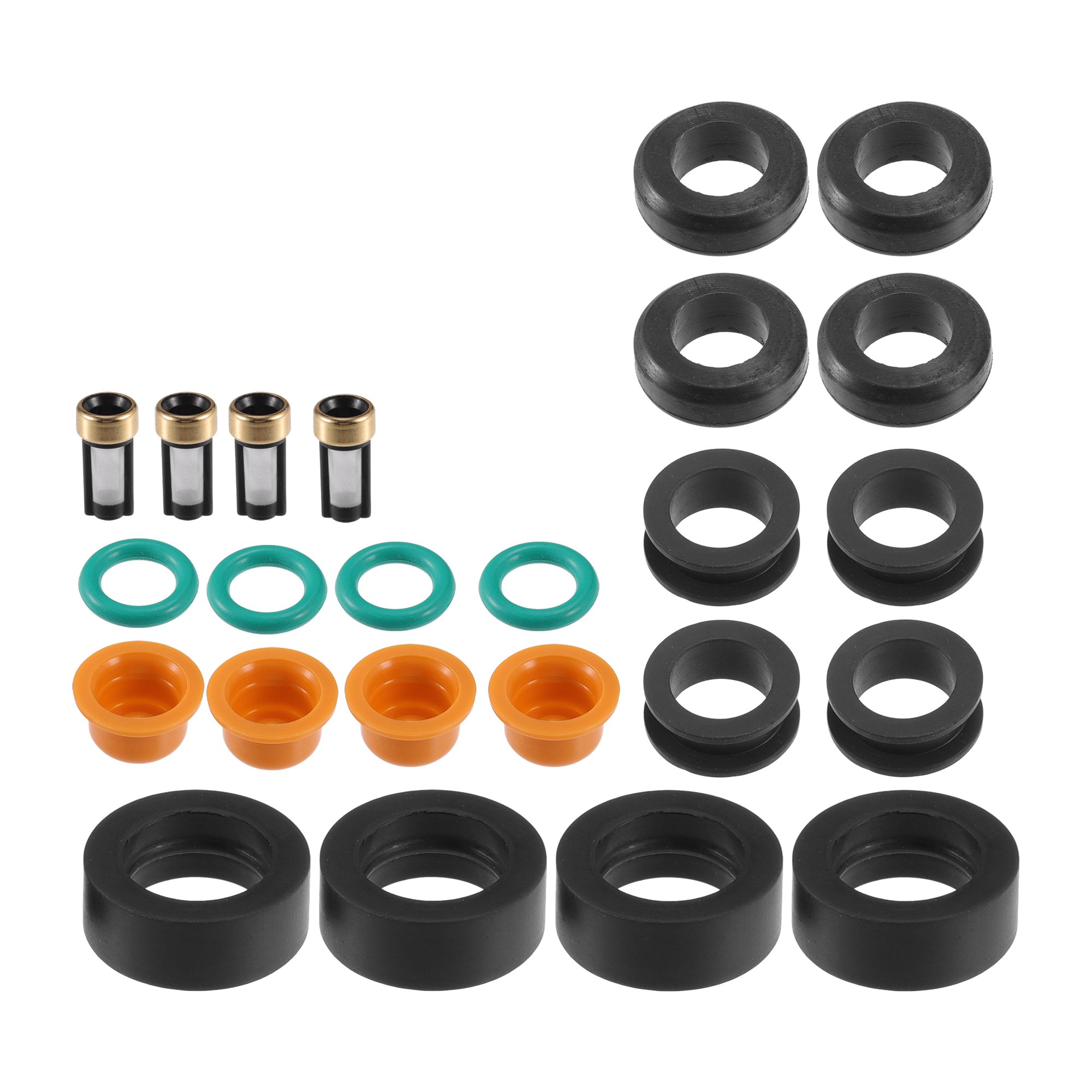 Unique Bargains Fuel Injector Seal O Ring Car O-Ring Rebuild Repair Kit for Honda DSM NBR Rubber Black 4 Sets