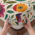 thumbnail image 3 of Twin Sze Fitted Sheet Set - Red Teal Floral Boho 2 Piece Bedding Sets 16" Deep Pocket Fitted Sheet with 1 Pillowcase, Summer Spring Flowers Botanical Brushed Microfiber Hotel Luxury Bed Sheets, 3 of 9