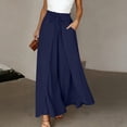 thumbnail image 2 of VBVC Women's Drawstring Split Skirt Pants,Summer Wide Leg Party Trousers For Women,Ladies High Waist Streetwear with Pockets,Navy,S-2XL, 2 of 10