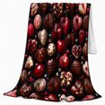thumbnail image 2 of Assorted Chocolate Hearts and Candies on Black, Romantic Dessert Style for Chocolate Lovers, Red Sweet Pattern and Anniversary Gift, Soft Flannel Blanket for Bedroom and Guest Room, Home Decor, 2 of 9