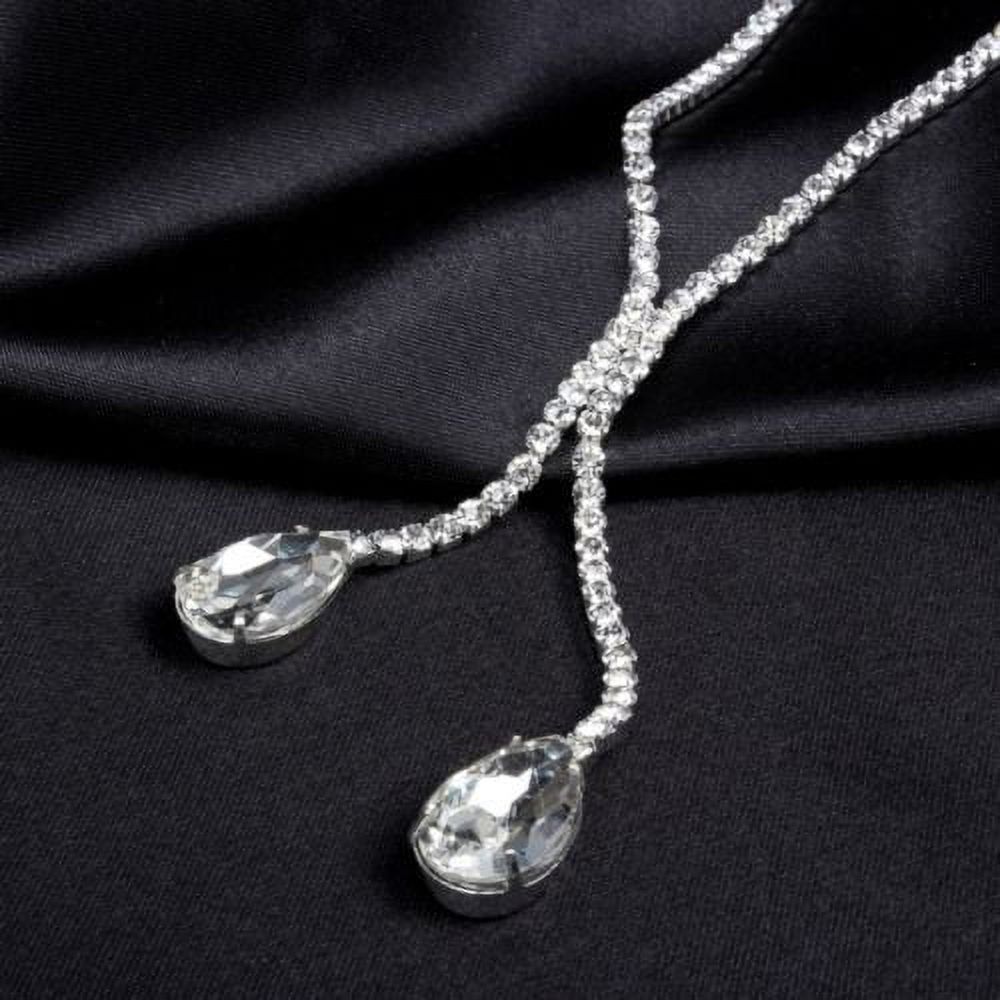 Besufy Women Jewelry Set Bridal Wedding Party Rhinestone Waterdrop Pendant Necklace Earrings - image 4 of 4