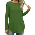 thumbnail image 2 of Inleife Fall Tops for Women 2025 Womens Loose Round Neck Long Sleeved Printed T-Shirt Top, 2 of 6