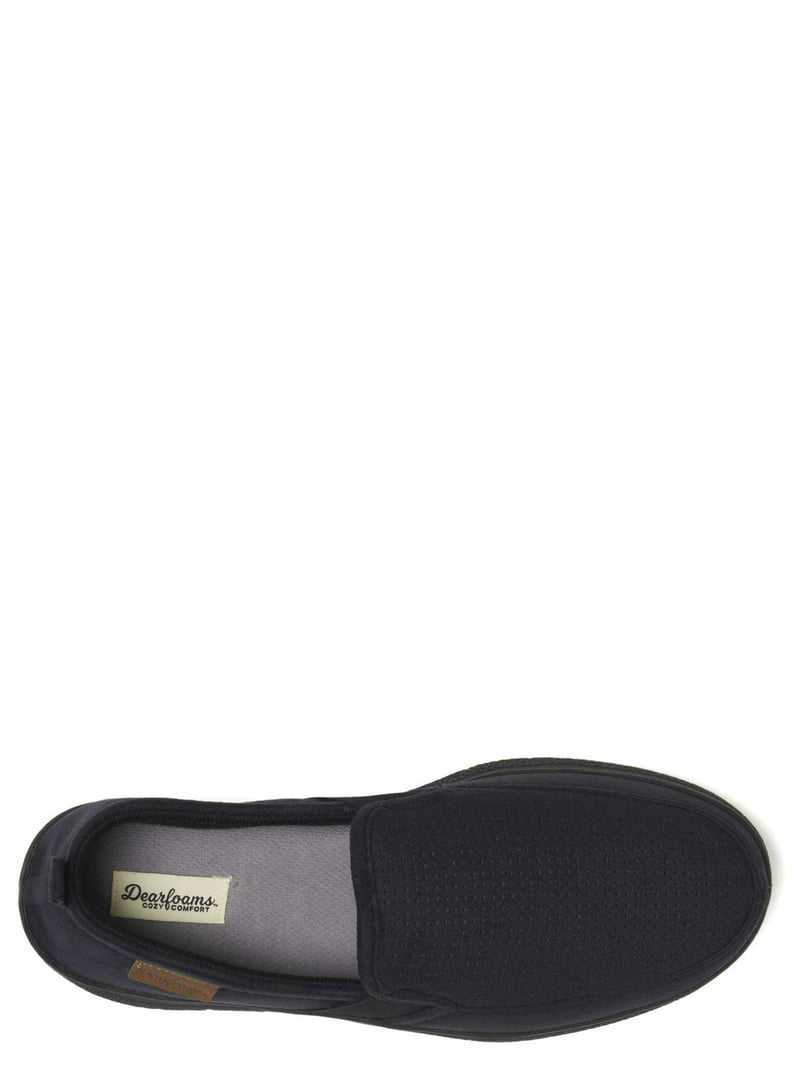 Dearfoams Cozy Comfort Men's Perforated Microsuede Moc Toe Closed