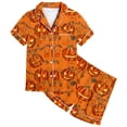 thumbnail image 7 of CONZONE Halloween Pajamas for Girls Pumpkin Pjs Set Hallowmas Jammies Short Sleeve Button Down Shirts Shorts 2 Piece Sleepwear Loungewear for Kids, 7 of 7