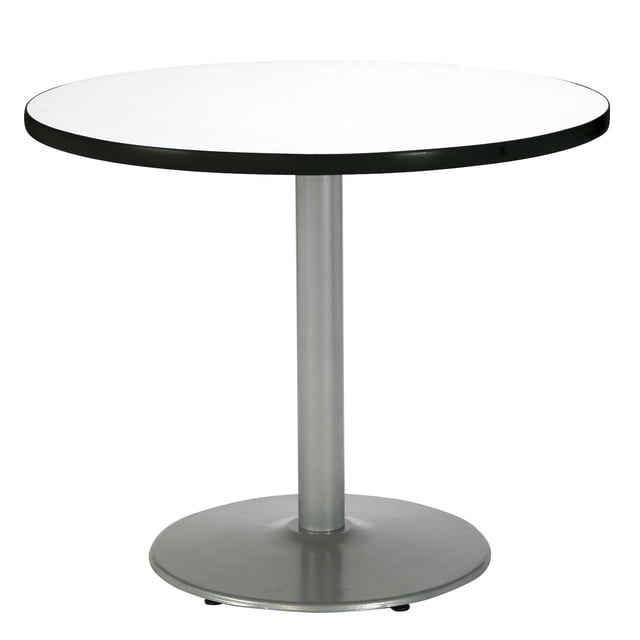 Pemberly Row Table de Salle de Repos en Lin Frais 36im avec Base Ronde Argentée