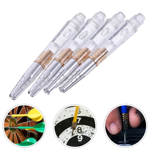 PAMINGONO 4Pcs Lightweight Clear Dart Stems for Soft Tip Darts with Easy Installation
