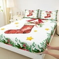 thumbnail image 3 of Homewish Teens Red Christmas Stocking 4-Piece Full Size Sheets,Kawaii Xmas Bowknot Bed Sheets,Happy New Year Lightweight Sheet Sets,Super Cozy Room Decor, 3 of 7