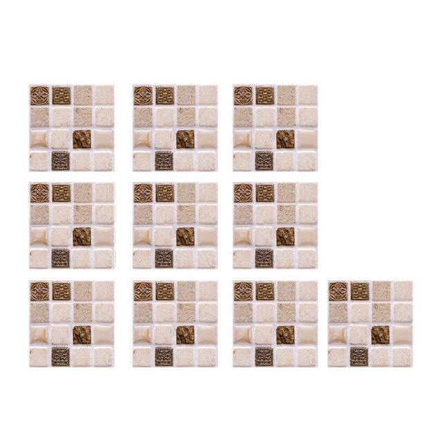 3D Mosaic DIY Self-adhesive Wall Sticker Waterproof Ceramic Tiles Film 10x10cm