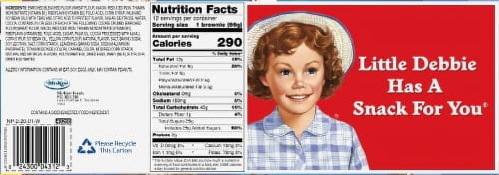 2X - Little Debbie Cookies & Creme Brownie Snack Cake 11.98 oz