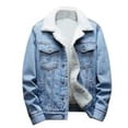 thumbnail image 6 of Winter Jackets for Men, Men Casual Denim Jacket And Velvet Stand-collar Single-breasted Jacket Coat, 6 of 7