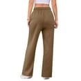 thumbnail image 4 of Inglocry Women's Wide Leg Sweatpants Warm Thermal Straight Leg Sweat Pants with Pockets Camel M, 4 of 5