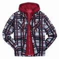 thumbnail image 1 of Chaqueta Sherpa para hombre, sudadera con capucha de forro polar grueso a cuadros, informal, con cremallera, cálida, para otoño e invierno, camisas de corte relajado, 1 of 5