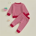 thumbnail image 5 of Caqnni Toddler Baby Girls Fall Winter Pants Outfits Clothes Long Sleeve Sweatshirt Pullover Jogger Pants Warm Winter for Girls 6 9 12 18 24 Months，Red，6-12 Months, 5 of 8