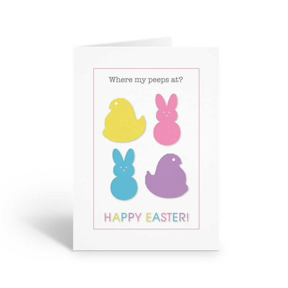 Easter Peeps Happy Easter Day Cards  - 12 Easter Day Cards & Envelopes - B18077