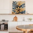 thumbnail image 6 of Navy Blue Brown Wall Art Painting on Canvas, Tropical Palm Leaves Vintage Canvas Art Home Prints Wall Art Framed Modern Artwork for Living Room Bedroom Wall Decor 8x8in, 6 of 9