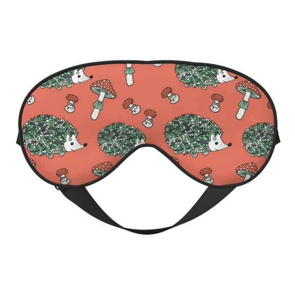 Naloa Hedgehog Mushroom Print Sleep Mask for Sleeper, Light Blocking Sleeping Eye Mask for Women Men, Eye Shade with Adjustable Strap for Travel, Nap,Meditation