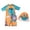 A, variant on Esho 1-7T Toddler Boys Rashguard Kids Short Sleeve Cartoon Dinosaur One-Piece Swimsuit with Sun Hat