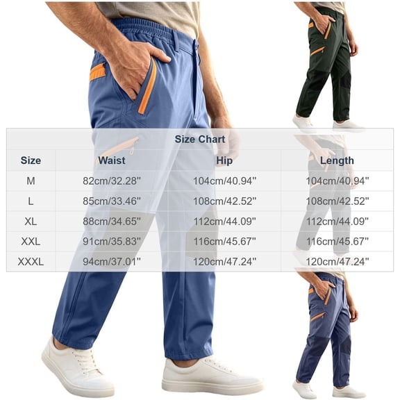 cocolona Mens Windbreaker Outdoor Hiking Pants Elastic Waist Straight Wide Leg Work Pants with Pockets