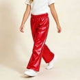thumbnail image 5 of Girls Boys Metallic Hip Hop Pants Shiny Sequin Sparkly Elastic Waist Loose Dance Trousers for Performances and Casual Red 9-10Years, 5 of 5