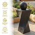 thumbnail image 5 of Sunnydaze Ball Modern Black Polyresin Outdoor Solar Fountain with Battery and LED Light, 5 of 15