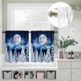 thumbnail image 5 of Kitchen Window Curtains Valance and Tier Set, Winter Whiter Trees Rod Pocket Tier Curtain Valance Set, Abstract Moon Landscapes Light Filtering Cafe Curtains for Bedroom Living Room, 5 of 9