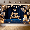 thumbnail image 5 of Yatrandify Golden Theme Happy Birthday Banner Decorative Design Crown Element Party Backdrop for Birthday Party Indoor Decoration Photo Shoot, 5 of 7