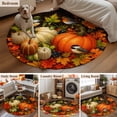 thumbnail image 6 of Orange Pumpkins Fall Round Area Rug 4 FT, Non Slip Indoor Outdoor Rug, Thanksgiving Maple Leaves Autumn Washable Soft Circular Carpet Non-Shedding Floor Mat for Coffee Table Nursery Foyer Balcony, 6 of 9
