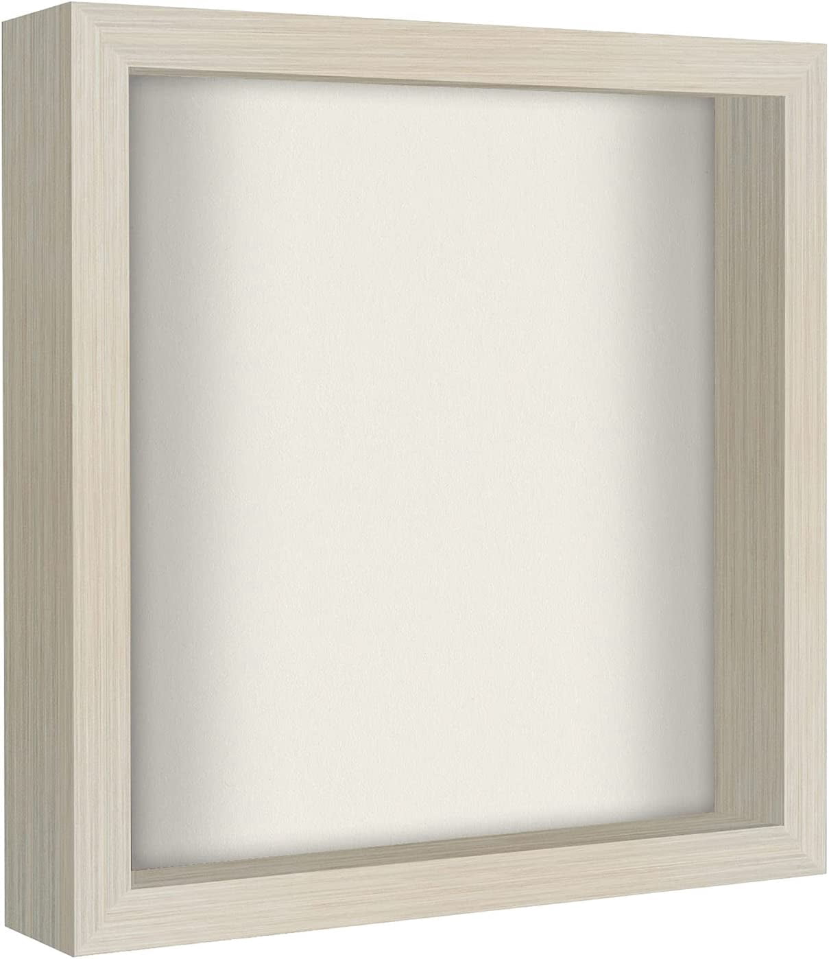 Americanflat 11x11 Shadow Box Frame in Light Wood with Soft Linen Back - Composite Wood with Polished Glass for Wall and Tabletop