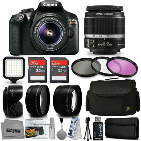 Canon EOS Rebel T6 Digital SLR Camera Kit with EF-S 18-55mm f/3.5-5.6 IS II Lens + 0.43x Macro + 2.2x Telephoto + 64GB Memory + Case Bag + LED Light + Filter Bundle Kit