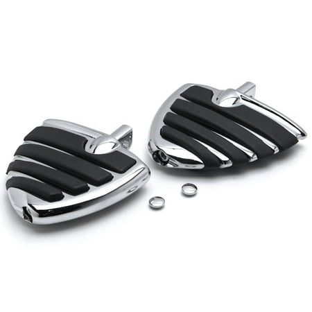 Krator Chrome Motorcycle Wing Foot Pegs Footrests L+R For Harley-Davidson Touring Male Peg