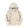 thumbnail image 3 of Xdegoge Kids Girls Pullover Hoodies Leopard Print Hooded Sweatshirts Long Sleeve Tops with Kangaroo Pocket Fashion Fall Winter Clothes, Size 7-8, 3 of 6