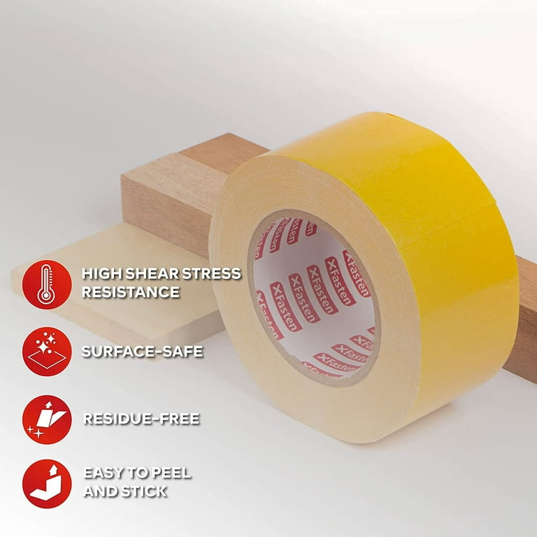 XFasten Double Sided Woodworking Tape w/ Yellow Backing 2.5 x 30 yd 