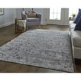 thumbnail image 4 of 4' X 6' Gray Blue And Orange Abstract Power Loom Distressed Stain Resistant Area Rug, 4 of 10