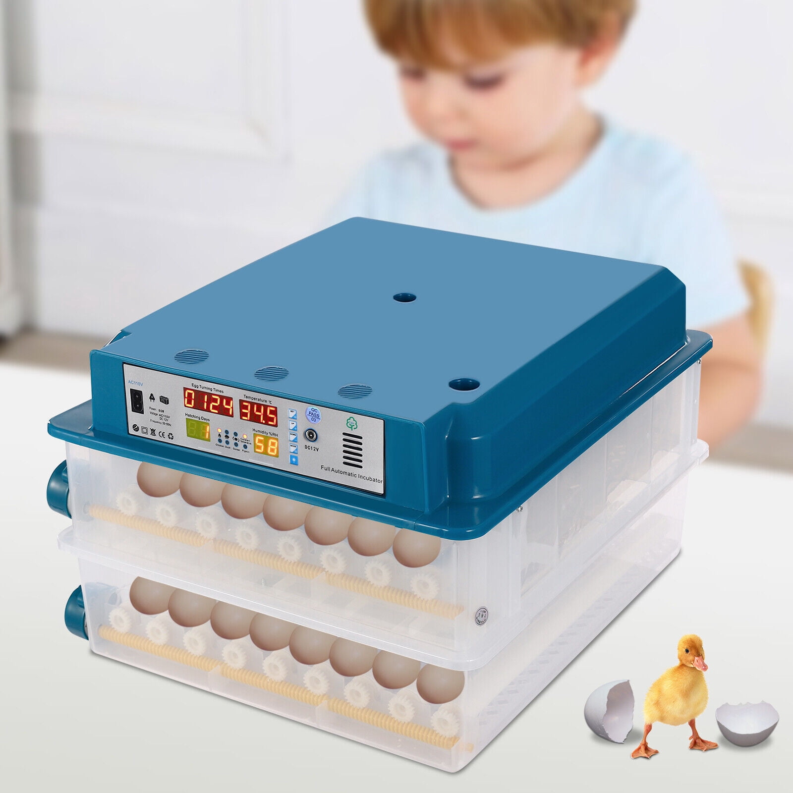 120 Egg Incubator Poultry Hatcher with Fully Automatic Egg Turning  for Chickens
