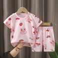 thumbnail image 2 of kpoplk Toddler Boy Dinosaur Print Short Sleeve T-Shirt Elastic Waist Cargo Shorts 2pcs Outfits 4T(Light Pink,3-6 M), 2 of 4