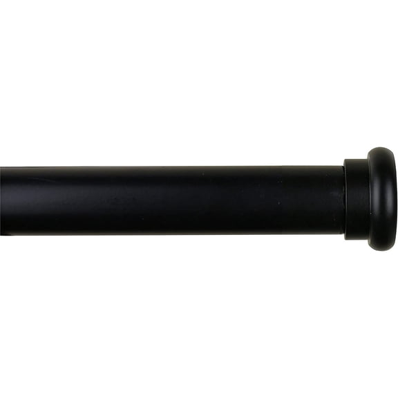 Urbanest Adjustable Single Curtain Rod Set Button Finials – 5/8 - Inch Diameter, With Black Rod, 28–48 Inches