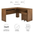 thumbnail image 3 of Computer Work Desk, Walnut, Wood, Modern Contemporary, Mid Century Home Business Office Furniture, 3 of 10