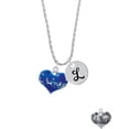 thumbnail image 2 of Delight Jewelry Silvertone Large Blue Flying Santa Heart with AB Crystals Silvertone Script Initial Disc - L - Charm Necklace, 20"+3", 2 of 4