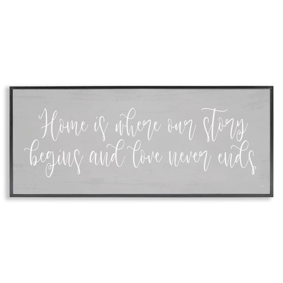 Stupell Industries Cottage Love Never Ends Sentiment Black Framed Giclee Art, 24 x 10, by Lux Me Designs