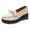 Beige, variant on Vintage Leather Platform Wedge Loafers for Women Bowknot Slip On Low Top Dress Shoes Moc Toe Wide Width Non Slip Walking Shoes Black Size 6.5