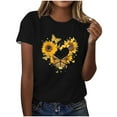 thumbnail image 1 of KIHOUT Nouveau Haut de Mode d'Été pour Femmes 2025, Haut Décontracté à Manches Courtes Imprimé Floral Col Rond Noir P, 1 of 4