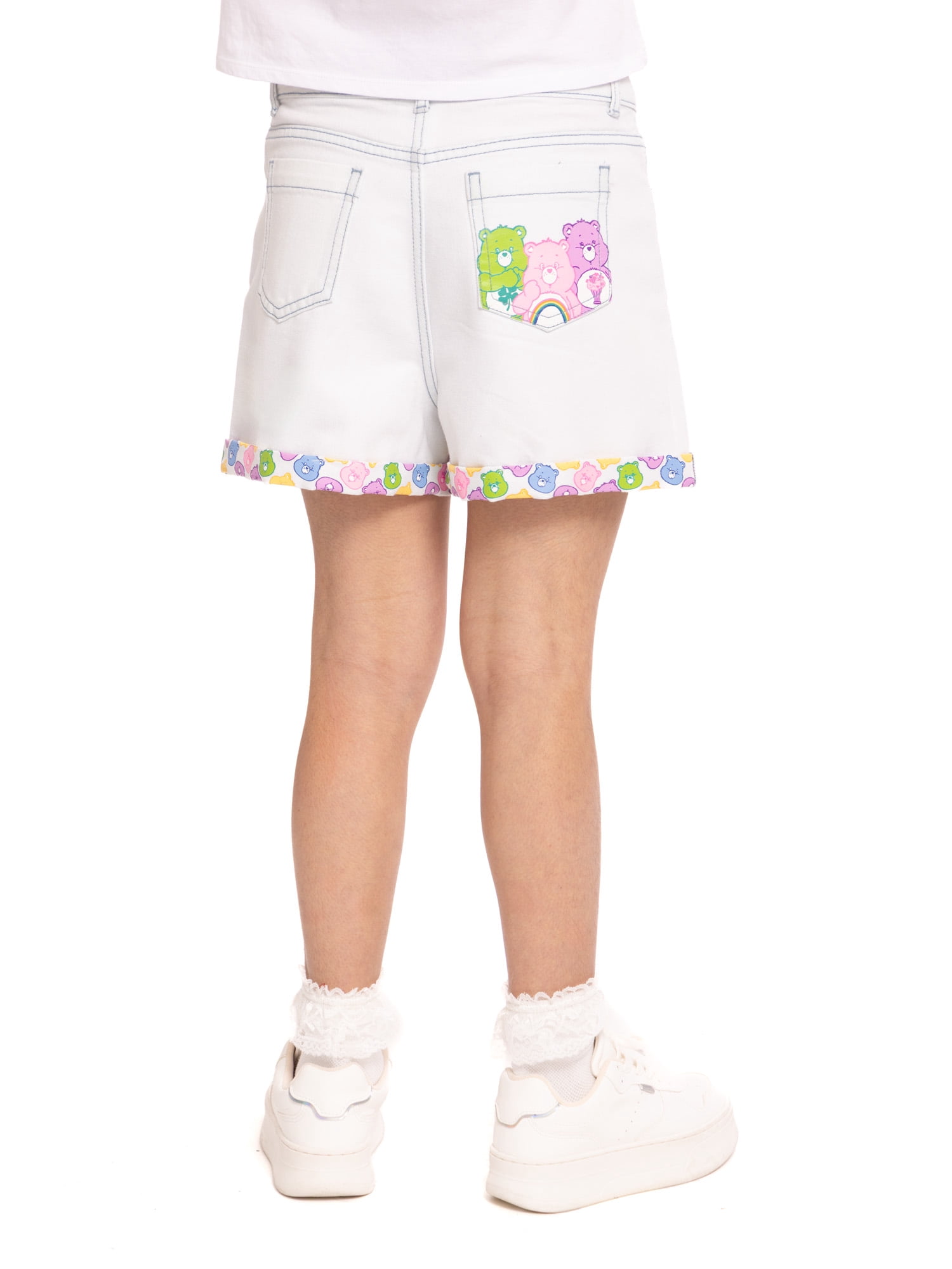 Care Bears Girls Graphic Print Cuff Denim Shorts, Sizes 4-16